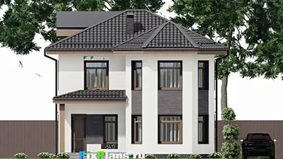 Проект двухэтажного дома 10 на 11, площадью 140 м² с 3 спальнями — фасад 3