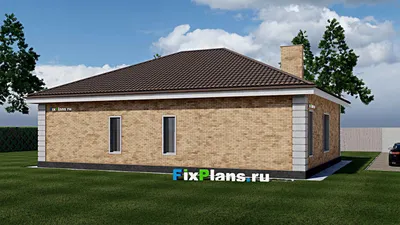Проект одноэтажного дома 13 на 16, площадью 150 м² с 3 спальнями — фасад 2