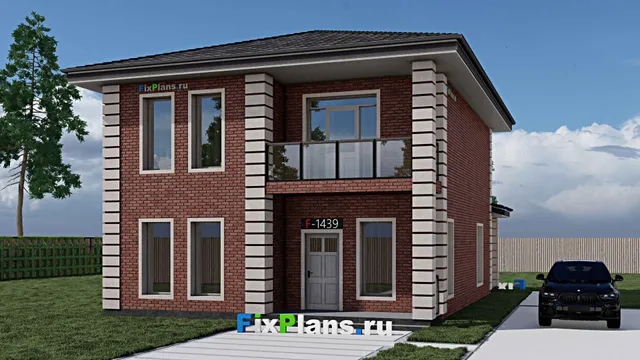 Проект двухэтажного дома 10 на 15, площадью 180 м² с террасой, балконом и 3 спальнями