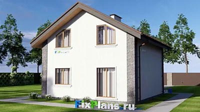 Проект дома с мансардой 10 на 12, площадью 130 м² с балконом и 4 спальнями — фасад 2