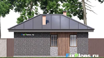Проект бани 9 на 12, площадью 70 м² с терассой и санузлом — фасад 6