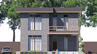 Проект двухэтажного дома 12 на 19, площадью 310 м² с террасой, балконом и 4 спальнями — фасад 3