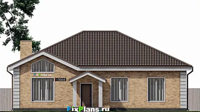 Проект одноэтажного дома 13 на 16, площадью 150 м² с 3 спальнями — фасад 3