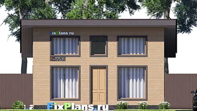 Проект одноэтажного дома 9 на 12, площадью 80 м² с 1 спальнями — фасад 3