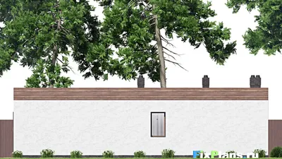Проект бани 10 на 16, площадью 130 м² с терассой и санузлом — фасад 6