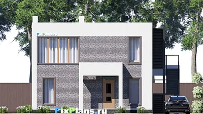 Проект двухэтажного дома 12 на 13, площадью 150 м² с террасой, балконом и 3 спальнями — фасад 3