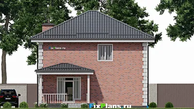 Проект двухэтажного дома 11 на 14, площадью 170 м² с террасой и 5 спальнями — фасад 6