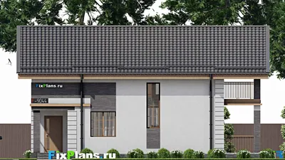 Проект дома с мансардой 11 на 14, площадью 210 м² с террасой, балконом и 4 спальнями — фасад 3