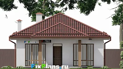Проект одноэтажного дома 10 на 15, площадью 120 м² с террасой и 3 спальнями (F-7865) — фасад 3