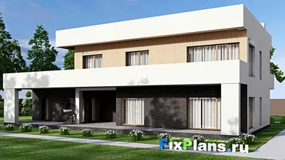 Проект двухэтажного дома 16 на 21, площадью 450 м² с 4 спальнями — фасад 2