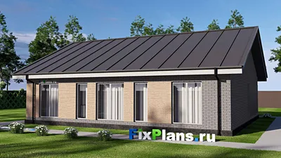 Проект одноэтажного дома 12 на 14, площадью 130 м² с 3 спальнями — фасад 2