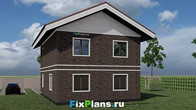 Проект двухэтажного дома 9 на 12, площадью 160 м² с балконом и 3 спальнями — фасад 2