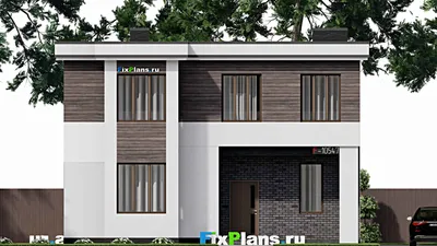 Проект двухэтажного дома 11 на 14, площадью 200 м² с баней и 4 спальнями — фасад 3
