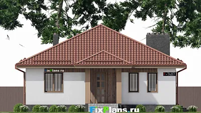 Проект одноэтажного дома 12 на 15, площадью 140 м² с 4 спальнями — фасад 3