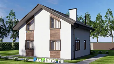 Проект дома с мансардой 11 на 11, площадью 140 м² с 4 спальнями — фасад 2