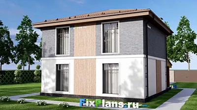 Проект двухэтажного дома 11 на 13, площадью 180 м² с 3 спальнями — фасад 2