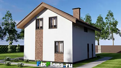 Проект дома с мансардой 11 на 12, площадью 150 м² с террасой и 2 спальнями — фасад 2