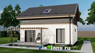 Проект дома с мансардой 9 на 10, площадью 140 м² с террасой и 4 спальнями — фасад 2