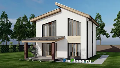 Проект дома с мансардой 10 на 15, площадью 170 м² с террасой и 4 спальнями (F-6281) — фасад 2