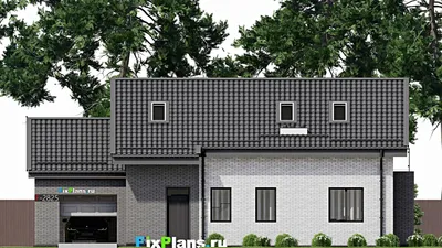 Проект дома с мансардой 9 на 17, площадью 210 м² с террасой, балконом, гаражом на 1 машину и 4 спальнями (F-2825) — фасад 3