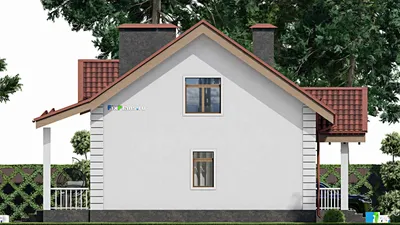 Проект дома с мансардой 12 на 13, площадью 160 м² с террасой и 3 спальнями — фасад 4