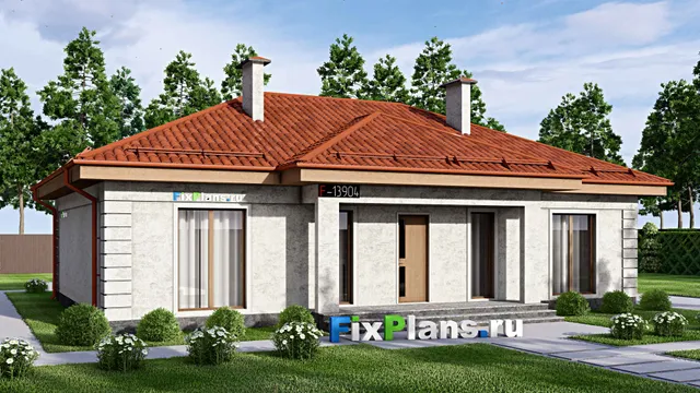 Проект одноэтажного дома 15 на 15, площадью 150 м² с террасой и 3 спальнями