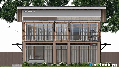 Проект двухэтажного дома 12 на 15, площадью 220 м² с террасой, балконом и 4 спальнями — фасад 3