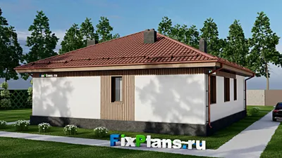 Проект одноэтажного дома 12 на 15, площадью 140 м² с 4 спальнями — фасад 2