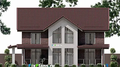 Проект дома с мансардой 10 на 13, площадью 170 м² с террасой и 4 спальнями (F-2051) — фасад 3