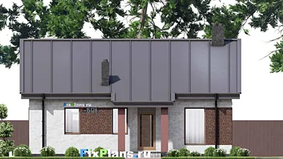 Проект бани 11 на 12, площадью 90 м² с терассой, санузлом и спальней — фасад 3