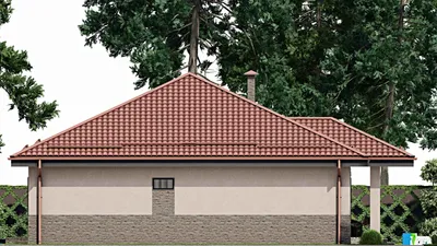 Проект одноэтажного дома 13 на 13, площадью 150 м² с 4 спальнями — фасад 4