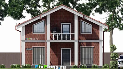 Проект дома с мансардой 8 на 11, площадью 120 м² с балконом и 3 спальнями — фасад 3