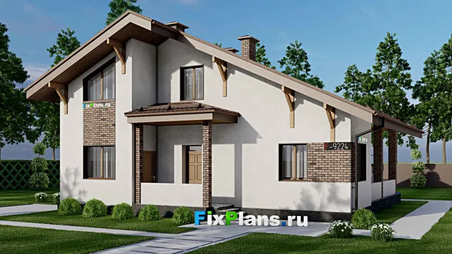 Проект дома с мансардой 13 на 13, площадью 210 м² с террасой, балконом и 3 спальнями