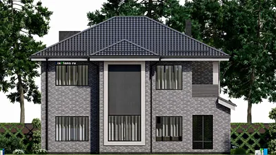 Проект двухэтажного дома 14 на 15, площадью 250 м² с террасой и 4 спальнями — фасад 4