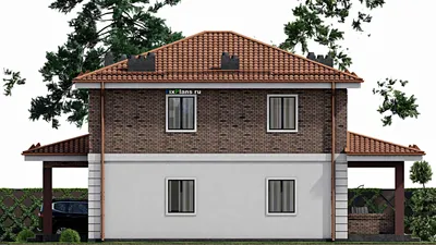 Проект двухэтажного дома 15 на 16, площадью 220 м² с террасой и 3 спальнями — фасад 5