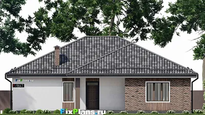 Проект одноэтажного дома 15 на 16, площадью 170 м² с террасой и 3 спальнями (F-9647) — фасад 3