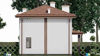 Проект двухэтажного дома 11 на 16, площадью 220 м² с балконом и 10 спальнями — фасад 4