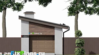 Проект гаража из газобетона 5 на 9, площадью 40 м² на 1 машиноместо — фасад 3