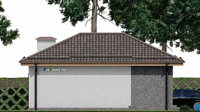 Проект бани 8 на 11, площадью 60 м² с терассой, санузлом и спальней — фасад 4