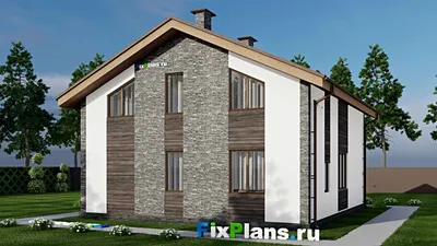 Проект дома с мансардой 11 на 13, площадью 200 м² с 4 спальнями — фасад 2