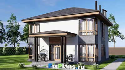 Проект двухэтажного дома 12 на 15, площадью 200 м² с террасой и 3 спальнями (F-19529) — фасад 2
