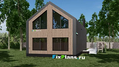 Проект дома с мансардой 8 на 18, площадью 230 м² с террасой, балконом и 4 спальнями — фасад 2