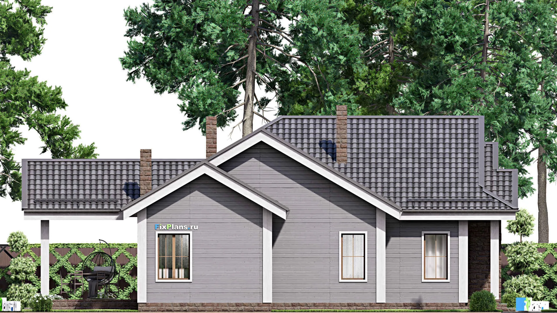 F-16415 - Проект одноэтажного дома 15 на 17, площадью 160 м² с 4 спальнями