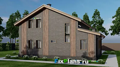 Проект дома с мансардой 10 на 13, площадью 160 м² с 2 спальнями — фасад 2