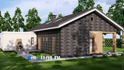 Проект дома с мансардой 17 на 20, площадью 340 м² с террасой, гаражом на 2 машины и 5 спальнями — фасад 2