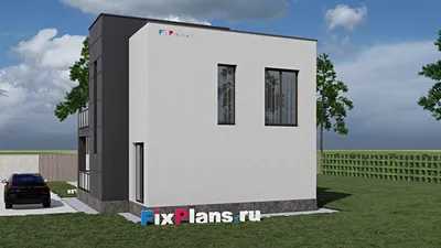 Проект двухэтажного дома 11 на 11, площадью 150 м² с террасой и 3 спальнями — фасад 2