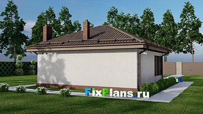 Проект бани 9 на 10, площадью 80 м² с комнатой отдыха, терассой и 2 санузлами — фасад 2