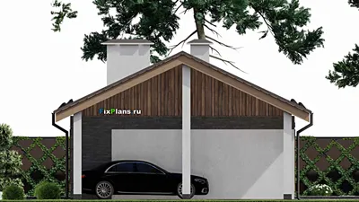 Проект одноэтажного дома 9 на 14, площадью 140 м² с террасой и 2 спальнями — фасад 5