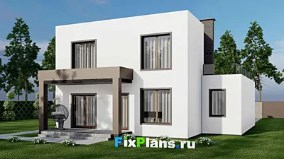 Проект двухэтажного дома 13 на 15, площадью 220 м² с 3 спальнями — фасад 2