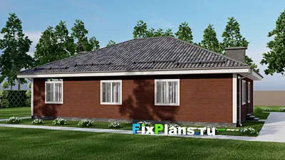 Проект одноэтажного дома 15 на 16, площадью 160 м² с 4 спальнями — фасад 2